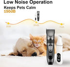 4-in-1 Dog Grooming Kit, Dog Clippers for Grooming Heavy Thick Coats | Low Noise Cordless Dog Hair Trimmer & Shaver with Paw Trimmer, Full Body & Paw Grooming Set for Small Large Dogs Cats