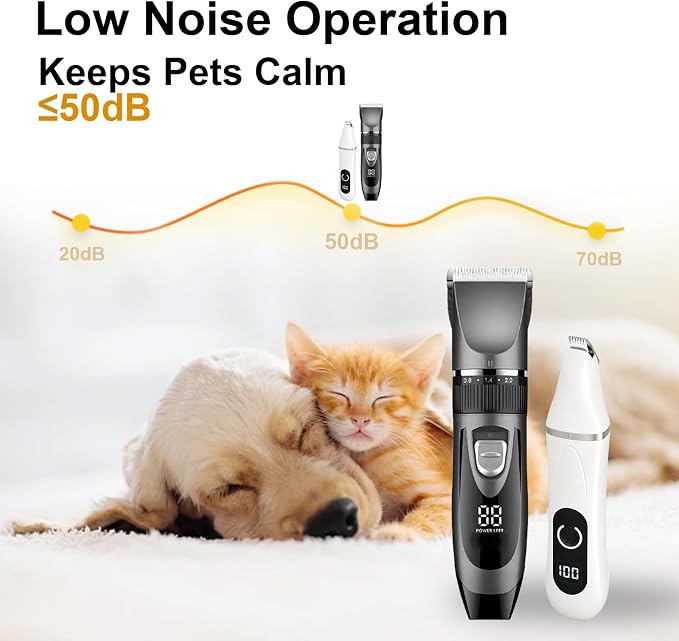 4-in-1 Dog Grooming Kit, Dog Clippers for Grooming Heavy Thick Coats | Low Noise Cordless Dog Hair Trimmer & Shaver with Paw Trimmer, Full Body & Paw Grooming Set for Small Large Dogs Cats