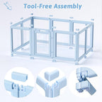 Acrylic Dog Playpen Indoor, Puppy Playpen, Acrylic Dog Pen, 10PCS | 23.6" H, Skin Pink, Purple & Sky Blue, Clear View, No-Gap Escape-Proof, Tool-Free Setup, For Puppies & Small Dogs