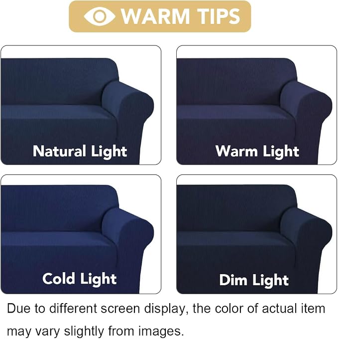 H.VERSAILTEX Stretch Oversized Sofa Cover 1 Piece Sofa Slipcovers for Living Room Feature Thick Checked Jacquard Fabric with Elastic Bottom, Sofa X-Large - Navy