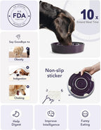 LE TAUCI Dog Bowls Slow Feeder Ceramic, 1.5 Cup Slow Feeding Bowl for Small and Medium Breed, Puzzle Dog Food Bowl for Fast Eater, Maze Purple