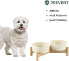 Havniva Elevated Dog Bowls Ceramic Dog Bowls with Stand, Dog Food Bowl | 5.1” Raised Dog Bowls with Non-Slip Wood Stand, Dog Food and Water Bowl Set, Double Dog Feeding Bowls for Small Dogs