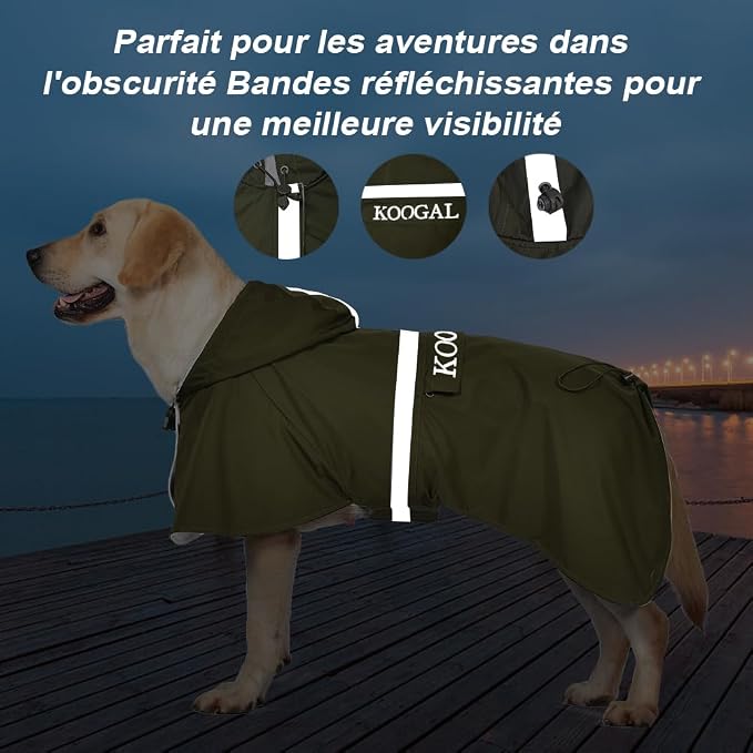 Pet Large Dog Raincoat Apparel Poncho Waterproof for Medium Large Sized for Dog Raincoat Clothes Jacket (6XL, Green)