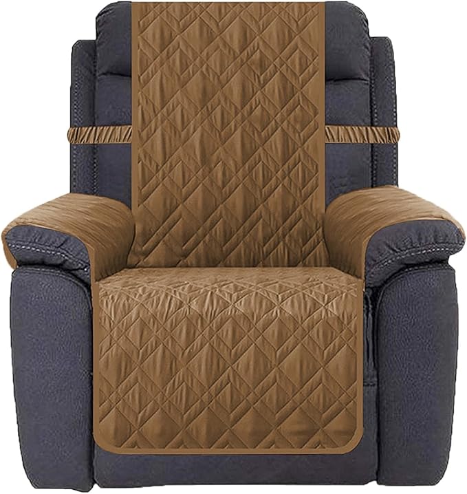 Ameritex Waterproof Nonslip Recliner Cover Stay in Place, Dog Chair Cover Furniture Protector, Ideal Recliner Slipcovers for Pets and Kids (Camel, 23")