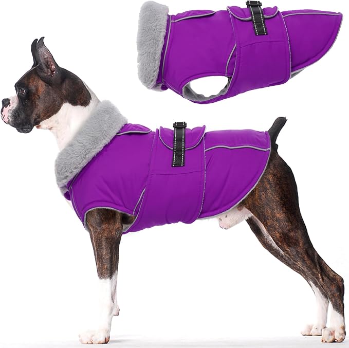 Lelepet Dog Winter Coats for Small Dogs Dog Jacket with Adjustable Buckle | Waterproof Reflective Pet Fleece Vest Windproof Cold Weather Coats with Hook and Loop Closure & Leash Hole, Turtleneck, S