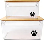 2pack Dog Storage Organizer, Clear Dog Treat Container with Bamboo Lids, Stackable Pet Treat Organizer, Ideal for Organizing Dog Cat Treat Snack,Chews, Can Food,Supplements