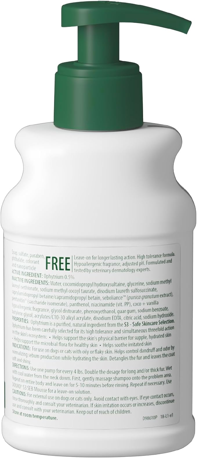 Douxo S3 SEB Dog Seboregulating Shampoo, 0.5% Ophytrium, 6.7 fl oz | Seborrhea Treatment for Dogs & Cats, Helps Control Dandruff, Unpleasant Odors & Oily/Flaky Skin, 0.5% Ophytrium, 6.7 fl oz