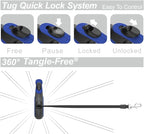 TUG Tiny 360° Tangle-Free Retractable Dog Leash with Anti-Slip Handle | 10 ft Nylon Tape | One-Handed Brake, Pause, Lock (Blue)