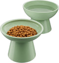LoeJan Elevated Cat Food and Water Bowls Set, Extra Wide and Raised Ceramic Bowls, Anti-Vomit Whisker-Free Pressure Cat Feeder for Kittens to Adult Cats and Small Dogs