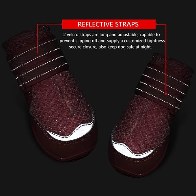 QUMY Dog Shoes for Large Medium Dog Boots & Paw Protectors for Hot Pavement | Summer Heat Protection, Mesh Breathable Nonslip Dog Booties for Hardwood Floors Indoor, Outside Walking Running Hiking Pink