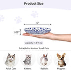 Selamica Ceramic Cat Bowls, 6 Inch Wide Shallow Cat Food Bowl for Relief Whisker Fatigue, Set of 6, Vintage Blue