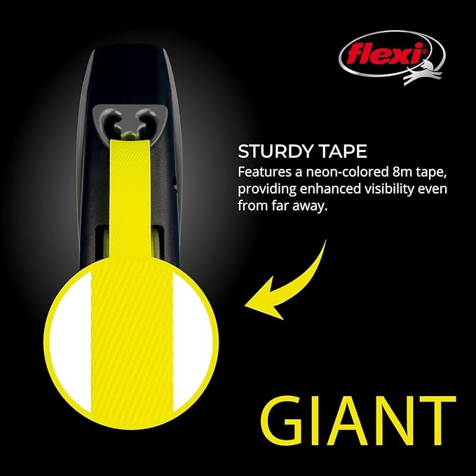 FLEXI® Giant Tape Retractable Dog Leash, Medium, 26 ft - Black | German engineered, original flexi leash, durable quality for dogs up to 55 lbs, tangle-free, walking, reliable brake system