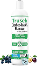 Truseb Topical Chlorhexidine 4% Shampoo for Dogs, Cats, and Horses with Plum/Blueberry Scent - 12 oz - Made in U.S.A (Chlorhexidine 4% Shampoo, 12 oz)