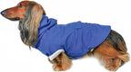 DJANGO Highland Dog Jacket & Raincoat – Water-Repellent, Lined Dog Coat with Hood, Adjustable Fit & Harness Hole – Lightweight Rain & Wind Jacket for Small & Medium Dogs up to 30 lbs (Blue, Large)
