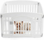 NEWBULIG Dog Playpen 4 Panel 24 Inch Puppy Fence, Indoors Outdoor Plastic Portable Pet Play Pen with Secure Locking Door for Small Medium Dogs for Yard, RV Camping