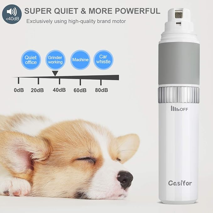 Dog Nail Grinder and Clippers Quiet with 10h Working Time Professional Pet Nail Trimmer Stepless Speed Regulation Pet Nail Grinder Electric Nail File for Large Medium Small Dogs and Cats…