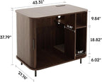 Large Litter Box Enclosure with Charging Station for Automatic Litter Box & Cat Robot 3/4, Hidden Litter Box Furniture with Dog-Proof Shelf, Scratch Pad, Wooden Cat Box Enclosure, Walnut