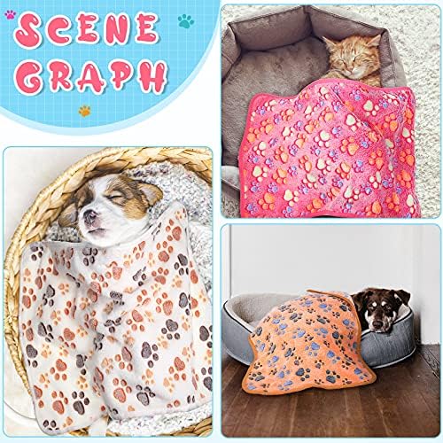 Tatuo 4 Pcs Fleece Dog Blanket for Puppy Cat, Pink, 24 x 16 in, Paw - Image 6
