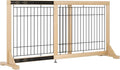 YOCAN Adjustable Freestanding Dog Gate for Doors & Stairs, 23.6" Tall, 23.6–45.3" Wide, Wood & Metal Pet Gate, No Drill Pressure Mount, Indoor Safety Barrier (Black/Natural)