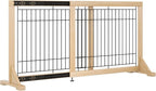 YOCAN Adjustable Freestanding Dog Gate for Doors & Stairs, 23.6" Tall, 23.6–45.3" Wide, Wood & Metal Pet Gate, No Drill Pressure Mount, Indoor Safety Barrier (Black/Natural)