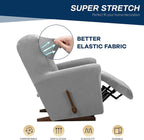 Asnomy Stretch Recliner Chair Covers Slipcover with Pockets 1-Piece（Silver） | Velvet Washable Elastic Luxury Plush Reclining Furniture Protector for Dogs Cats or Lazy Boy Recliner Covers