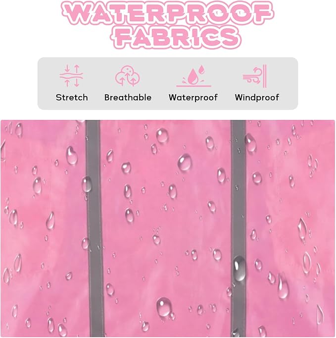 Pink Dog Raincoat with Reflective Strip Hoodie, Waterproof Poncho，S | Reflective Safety Trim, Waterproof & Breathable, Adjustable Hood, Leash-Friendly Access Hole, Easy On & Off Design