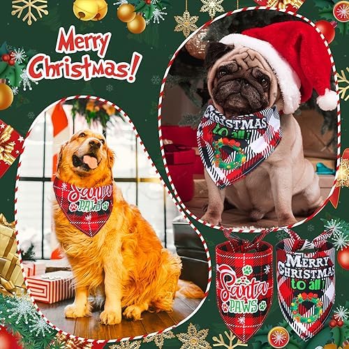 Abbylike 50 Pcs Christmas Plaid Dog Bandanas for Large Small Dog - Image 5