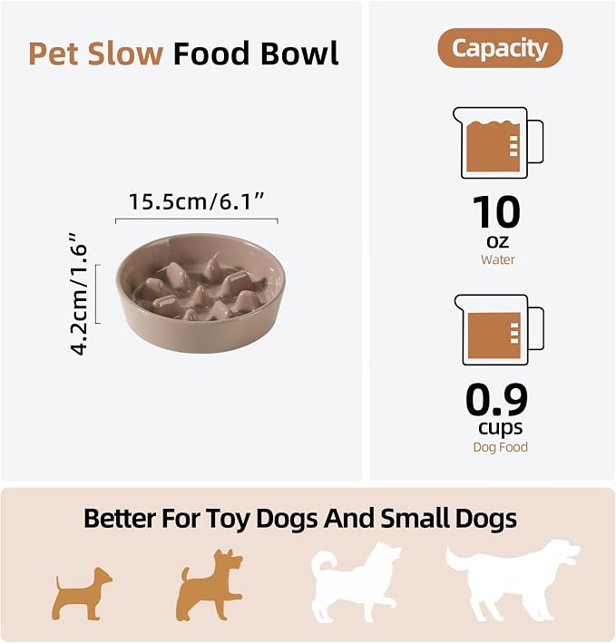 Havniva Slow Feeder Dog Bowls, Ceramic Dog Bowl Slow Feeder for Fast Eater | 0.9 Cups Puzzle Dog Food Bowl, Slow Feeding Bowls for Small Breed, Non-Slip Rubber Base, Anti-Choking