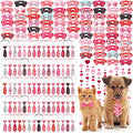 Chunful 150 Pcs Valentine's Dog Bow Ties Collars Bulk Adjustable Cat Dog Collars Bowtie Neckties Basic Puppy Costume for Small Medium Pet Grooming Accessories(Heart) by Chunful