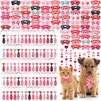 Chunful 150 Pcs Valentine's Dog Bow Ties Collars Bulk Adjustable Cat Dog Collars Bowtie Neckties Basic Puppy Costume for Small Medium Pet Grooming Accessories(Heart) by Chunful