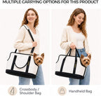 JourCraf Dog Carrier for Small Dogs, Soft Sided Cat Carrier with Hard Bottom, Breathable Mesh Top, Safety Leash, Padded Shoulder Strap, Fits Pets up to 13 lbs, for Travel, White