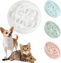 Melamine Cat Slow Feeder Bowl - Floral Maze Cat Food Dish - Flat Plate for Dry & Wet Food - Cute Kitten Bowl - Dishwasher Safe - 6.3'' W x 1'' H - 5.5 oz (160g) - White