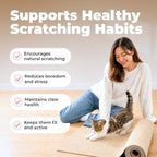 Catify Peel & Stick Cat Scratching Mat - Beige, L:78" | 78" x 15", Self-Adhesive Scratch Carpet, Furniture Protector for Couch, Sofa, Wall & Door, Indoor Kittens & Cats