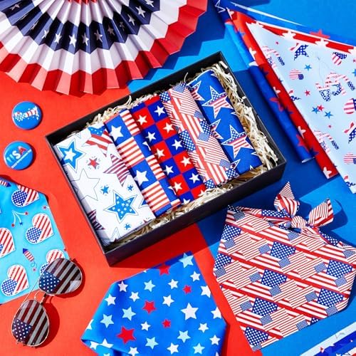 Preboun 50 Pcs Patriotic Dog Bandanas Bulk 4th of July Bandanas for Dogs Triangle Kerchief Scarf Set for Pets Independence Day Costume Photo Props Accessories Pet Shops, 25 Styles(25.6 x 17.7 x 17.7) - Image 5