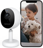WUUK 4MP Indoor Wired Security Camera, Baby Monitoring, No Subscription | 24/7 Recording, Motion/Human/Crying Detection, Night Vision, 2 Way Talk, Magnetic Stand, Compatible with Alexa & Google
