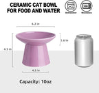 Ceramic Elevated Cat Bowls - 6.2 Inch Extra Wide Raised Cat Food and Water Bowl Set for Indoor Cats, Whisker-Friendly Ceramic Cat Dish for Elder Big Cats & Small Dogs,Dark Purple,2 Pack