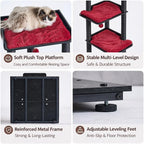 FourFurPets Heavy Duty Cat Tree, 67.7" Cat Tree for Indoor Cats Large Adult, Modern Cat Tower for Large Cats, Cat Tower with Scratching Post, Large Perch and Removable Pads,Black & Red