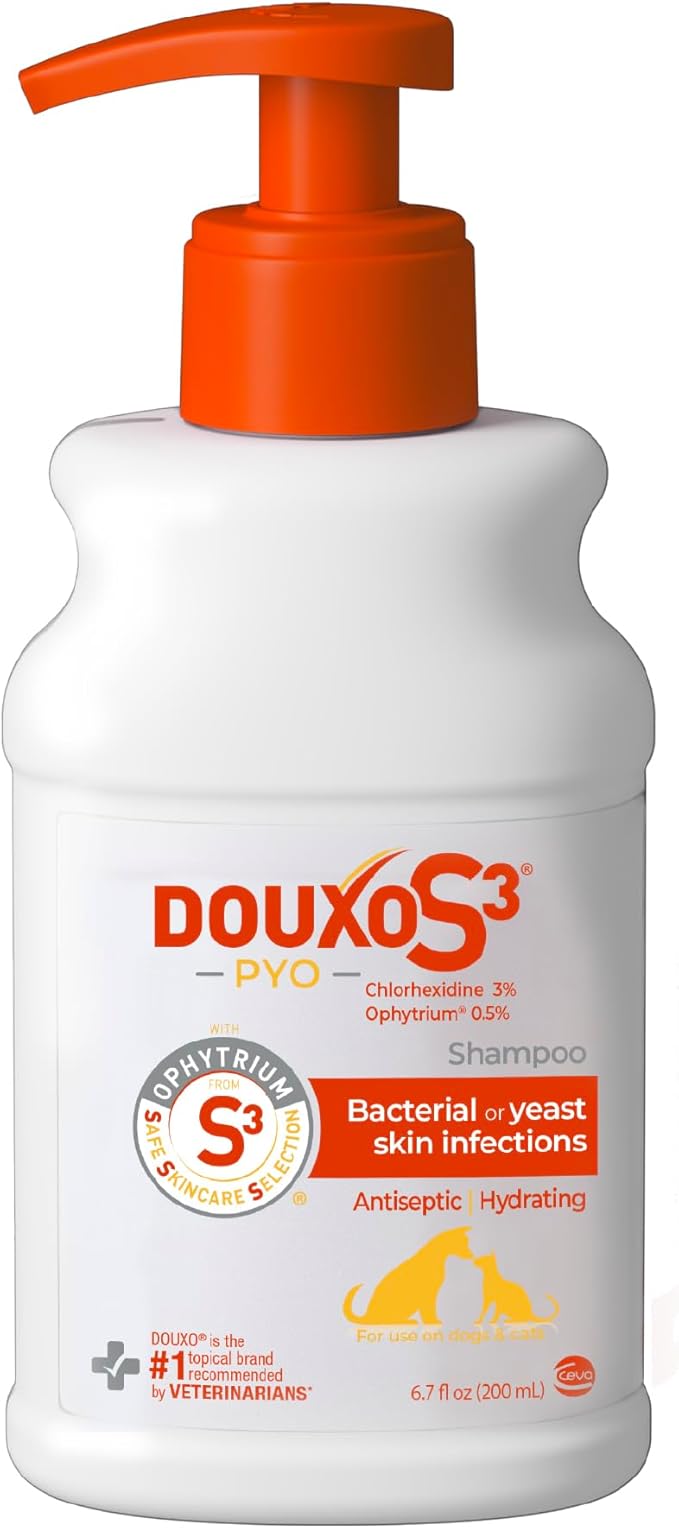 Douxo S3 PYO Medicated Dog Shampoo with 3% Chlorhexidine for Dogs – Antibacterial & Antiseptic Yeast Infection Treatment For Dogs & Cats, Clinically Proven, 6.7 fl oz | Antibacterial & Antiseptic Yeast Infection Treatment For Dogs & Cats, Clinically Pr...