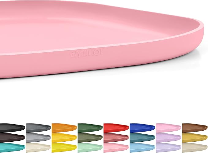 SMILOOL Small Silicone Pet Food Mat with Raised Edge for Food and Water Bowl, Square Dog Feeding Mats, Cat Food Trays for Floor Waterproof, Rubber Tray for Dogs and Cats, 12 x 12 x 0.7 Sakura Pink