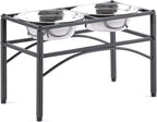 Elevated Dog Bowls Raised Pet Feeder Cat Food Water Diner Stand Set | W/ 2 Removable Stainless Steel Bowls for Medium-Sized Dogs 10.62" in Height Protect Your Pets' Spine