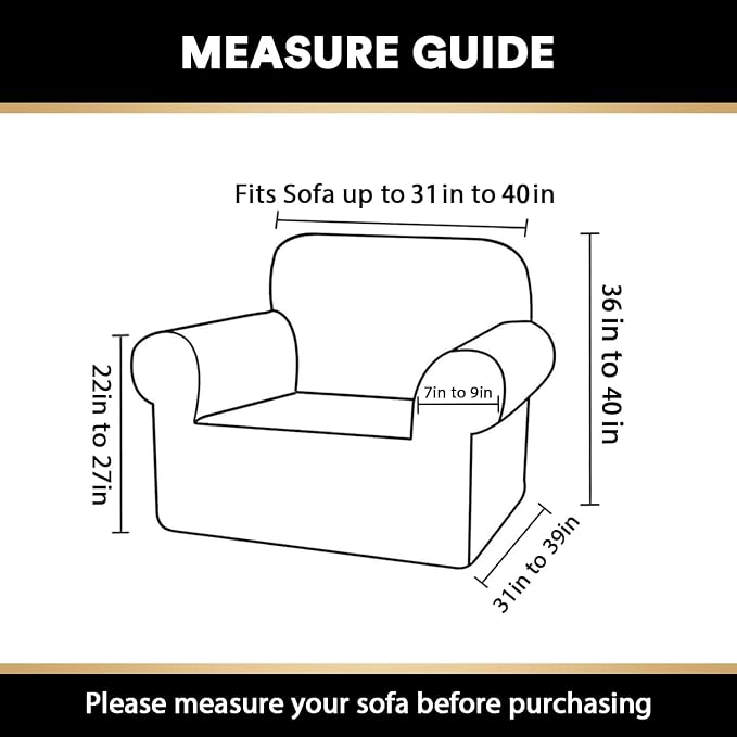 Stretch Chair Cover Chair Slipcovers with Arms 1-Piece Chair Sofa Slipcovers or Living Room Non Slip Armchair Cover Furniture Protector Dogs Pet Friendly(Armchair, Biscotti Beige)