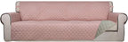 PureFit Reversible Quilted Couch Covers for Dogs Sofa Cover 4 Seater 88" | Pink/Beige, Water Resistant Couch Protector, Washable Pet Couch Cover with Non Slip and Elastic Straps For Kids