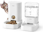 PAWGETHER® 2 Pack Gravity Cat Feeder and Water Dispenser No-Electricity 1 Gallon/3.5L Automatic Cat Feeder and Waterer Dog Water Bowl Dispenser Pet Food Dispenser Puppy Kitten Rabbits
