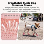 Breathable Mesh Boots for Dogs, Reflective Summer Puppy Booties, Adjustable, Anti Slip Paw Protectors for Hot Asphalt Sidewalk Walking, Pink, Size 1