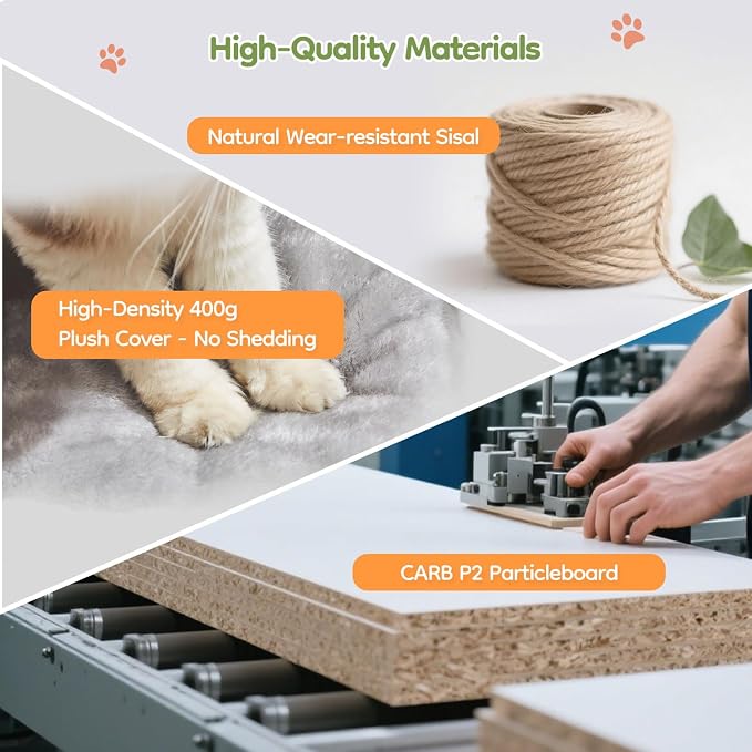 Taoqimiao 79in Cat Tree, Tall Large Cat Tower for Indoor Adult Cats S10W | Easy assembly, Sturdy, Multi Level, Easy Clean, Cozy Condo, Perches, Baskets, Suitable for Kittens and Adult Cats