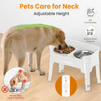 URPOWER Elevated Dog Bowls, 3-in-1 Double Deck Raised Dog Bowl Stand | 4 Height Adjustable Raised Stand with 2 Stainless Steel Food Bowls & Licking Plate for Small, Medium & Large Dogs