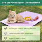 Cat Litter Mat, Large 32'' x 24'' Silicone Litter Box Mat for Litter Trapping, Waterproof, Non-Slip, Easy to Clean, Purple