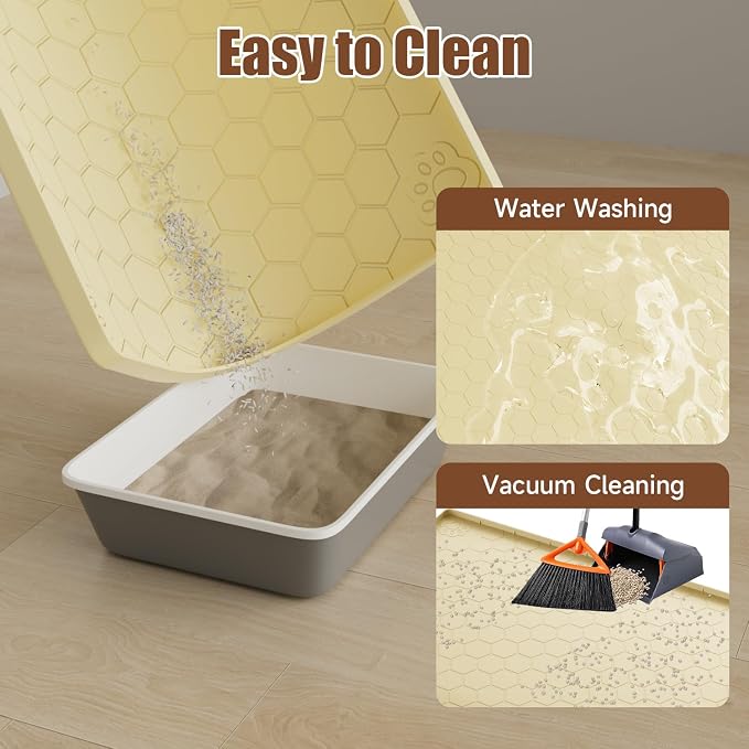 Cat Mat for Litter Box, 40" X 28" Large Silicone Cat Litter Trapping Mat | Waterproof Cat Litter Mat, Soft on Kitty Paws, Easy to Clean, Non-Slip Kitty Scratch Pad for Floor(Yellow)