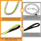 S-ETOVUS-Chain Dog Leash, Bite-Proof Metal Leash, with Padded Handle | Three Sizes 7.25FT/5.2FT/4FT, Woven From Nylon Rope And Chain, Durable And Bite-Resistant, Comfortable With Padded Handles