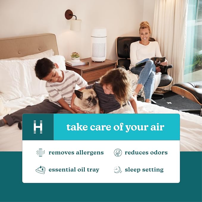 Homedics Air Purifier 5-in-1 HEPA-Type Filtration 853 Sq Ft | UV-C Technology and Carbon Odor Filter, 4 Speeds, Essential Oil Aromatherapy Tray, for Medium Rooms